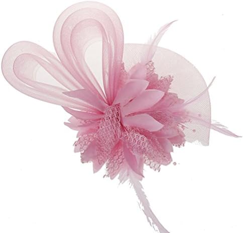 Gerilea Cocktail Fascinator With Flowers Party Pink Feather Headpiece For Bride