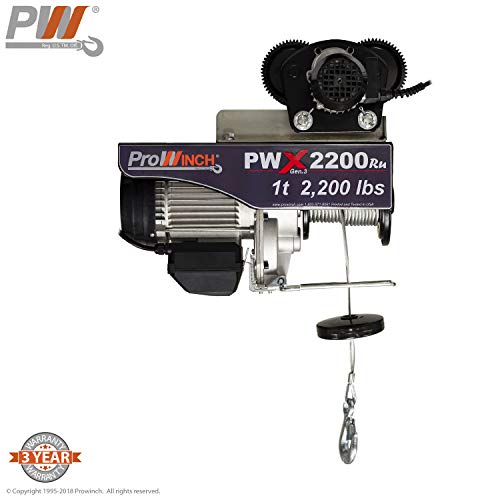 1 Ton Electric Wire Rope Hoist 2200 lbs. 38 ft. Wireless w/Power Trolley 110V