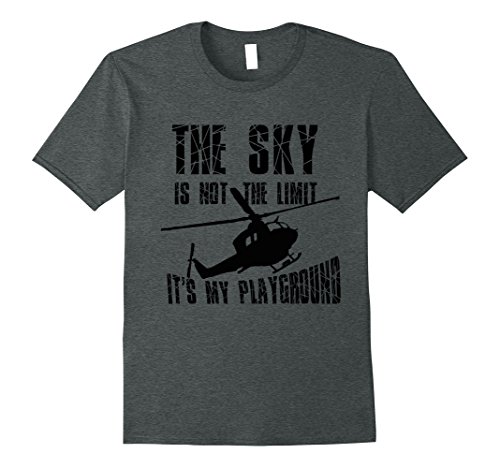 Men's Sky is My Playground-Pilot Helicopter T-Shirt Large Dark Heather