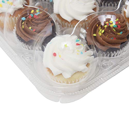 Houseables 24 Cupcake Boxes, Plastic Compartment Containers, 5 Pk, Clear, PET, w/Lid, Detachable