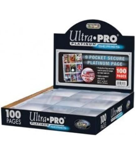 Ultra Pro Platinum 9 Pocket Secure Card Binder Sleeves – Trading Card Sleeves for 3 Ring Binder – Clear, Security Flap, Acid-Free, No PVC & UV Protection – Holds Standard Size