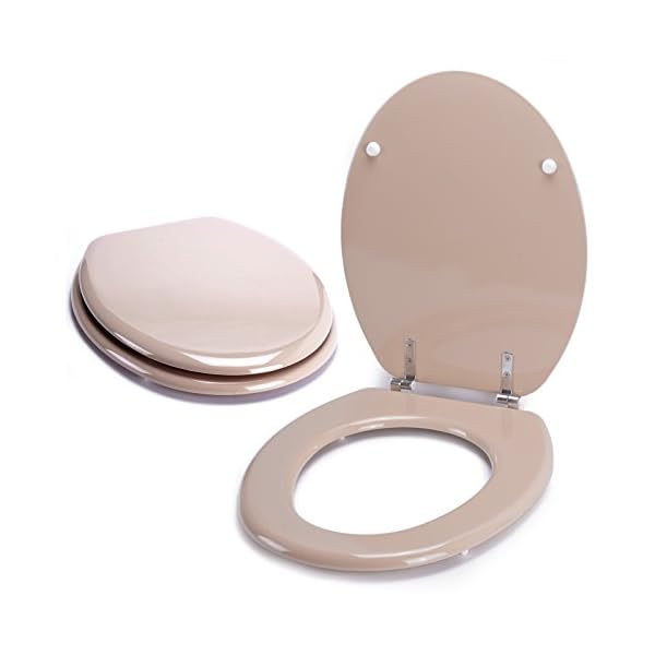 MSV Toilettendeckel beige mit Edelstahlscharniere
