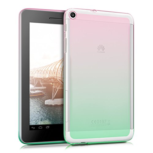 kwmobile Crystal case for Huawei MediaPad T1 7.0 / Honor Play Tablet T1 TPU silicon case tablet protective case cover with Design two colours in dark pink green transparent