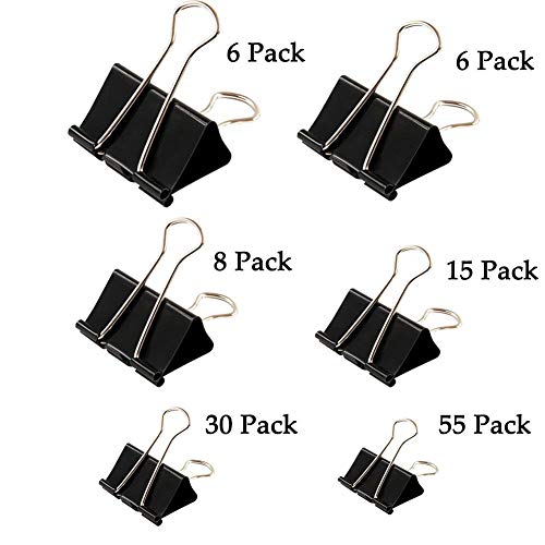 120 PCS LOYMR Binder Clips Paper Binder Assorted 6 Sizes Can Meet Different Needs to Securely Fastens Stacks of Paper (Black)