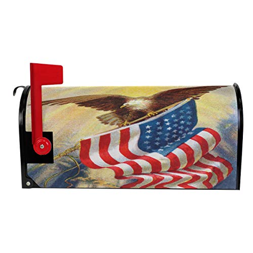 Naanle Bald Eagle American Flag Magnetic Mailbox Cover, 4th July Independence Day Mailbox Wrap Home Decorative Large Size 25.5â€(L) x 20.8â€(W)