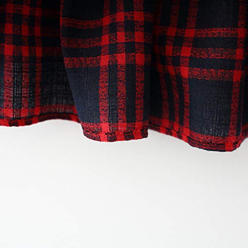 Kehen Kid Toddler Girl Dress Plaid Print Rabbit Skirt Long Sleeve Spliced Dress Spring Easter Oufit Pink 2-3T - Thumbnail 3