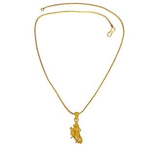 RICH AND FAMOUS Multicolour Gold Plated Lord Murugan Kartikeya Swamy Mini Pendantfor Men