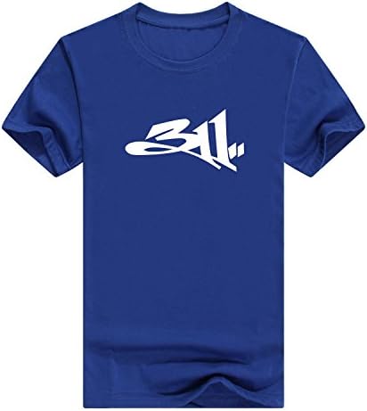 311 Logo Men's T-Shirt Pint Short(Medium,Blue)
