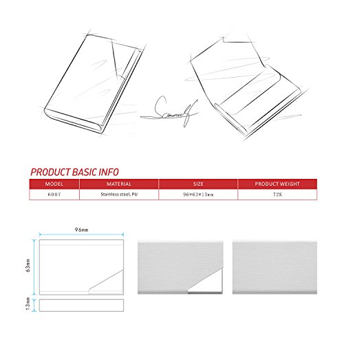 image for Padike Business Name Card Holder Luxury PU Leather & Stainless Steel M