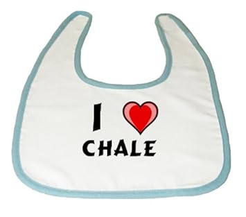 Amazon Com Bebe Babero Con I Love Chale Nombre Apellido Apodo Borde Azul Baby