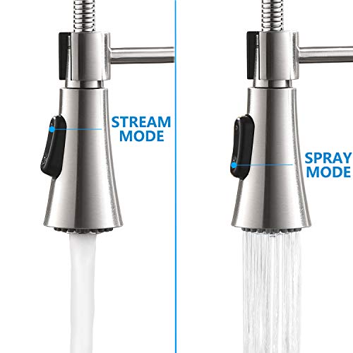 Hotis Stainless Steel Single Lever Handle Pull Down Sprayer Kitchen Faucet, Kitchen Faucets Brushed Nickel Finish - Thumbnail 4