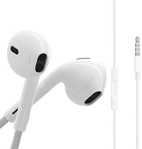 3.5mm Jack Earphones, White Stereo Headphones with Mic Stereo Headset for iPhone/Sony/Sumsung etc