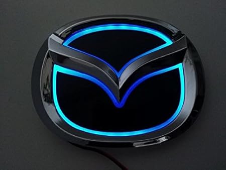 Amazon マツダ Mazda 5d Ledエンブレム 交換式 12 5cm 9 8cm ブルー エンブレム 車 バイク