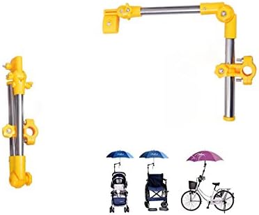 NEW Umbrella Mount Holder Swivel Connector Handlebar Frame Stand Adjustable 2 Section.(Tube Handle for Bike Stroller Baby Chair Wheelchair) (yellow)