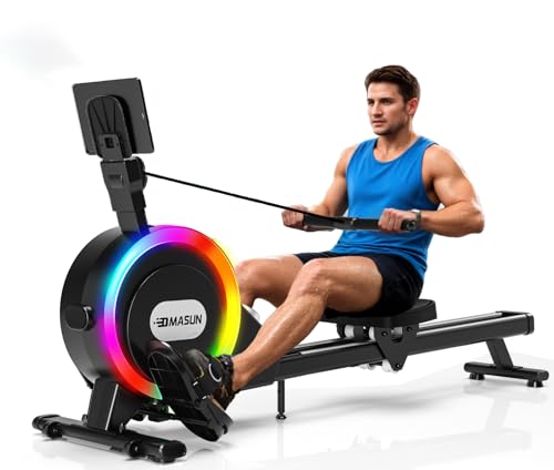 Rudergerät für Zuhause, DMASUN Magnetisches Rudergerät mit Upgrade Doppel-Slide-Rails, APP-Verbindung, 16 Widerstandsstufen, LCD-Datenanzeige, ideal für Cardio-Training