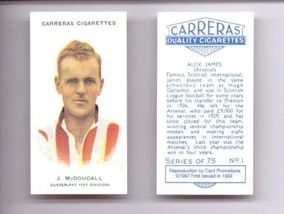 Carreras Footballers football cigarette card - Sunderland MCDOUGALL No 02