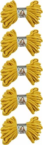 5 Skeins of Mondial Express Yarn Super Bulky Chunky Gold Merino Blend 27 Yards 7 Ounces