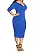POSESHE Womens Plus Size Deep V Neck Wrap Ruched Waisted Bodycon Evening Cocktail Dress Blue XX-Large