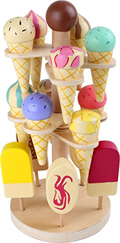 Small Foot 1248 Beweglicher Eisständer aus Holz, Zubehör für Kaufmannsladen und Kinderküche & Milchflaschen aus Holz, in… – Bild 3