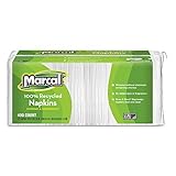 Marcal Lunch Napkins, 100% Recycled Disposable Paper Napkins - Single-Ply, Pack of 400 In a Convenient Draw & Store Resealable Bag 06506