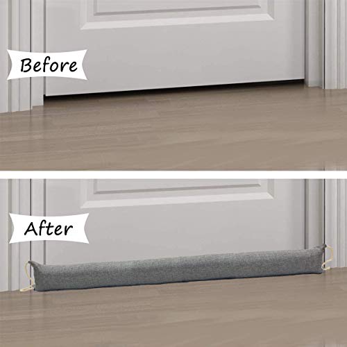 HanYun Door Draft Stopper, (36\'\' x 3\'\', 4.9lb) Heavy Duty Activated Bamboo Charcoal Under Door Draft Blocker Snake Noise Proof Weather Air Blocker Grey