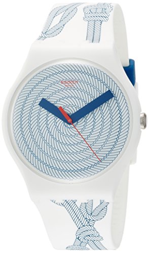 Swatch Cordage Two Tone Dial White Silicone Strap Men'S Watch Suow139