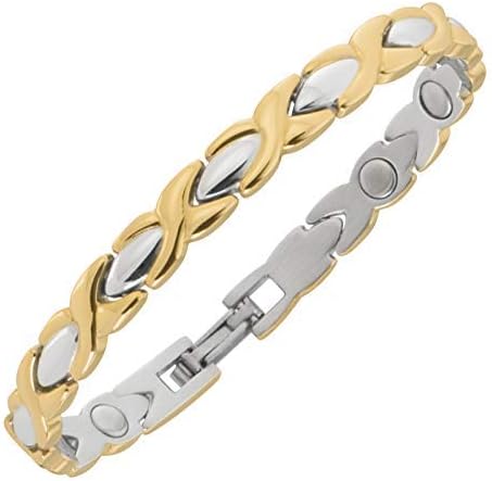 Sabona of London Magnetic Jewellery Bracelet for Ladies, Lady Dress Duett, Made of Stainless Steel in Gold and Silver, Different, Powerful Magnets