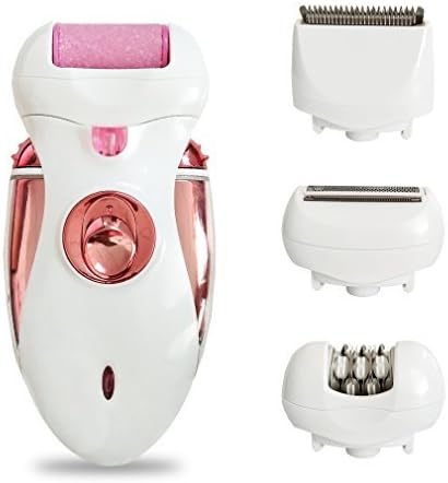 OutMall Electric Lady Shaver, 4 in 1 Rechargeable Cordless Wet and Dry Electric Epilator, Callus Remover, Hair Clipper for Women Removing Hair Form Beauty Face Legs Armpit Arms Bikini Line Trimmer