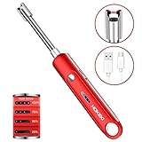 USB Candle Lighter, HOKEKI ARC Electric Kitchen Lighter with 360°Flexible Neck Rechargeable Flameless Windproof Portable 9IN for Camping Grilling BBQ Gas Stove (Red)