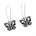 Black and Silver Skull and Swirl Butterfly Long-Hook Drop Earrings (Surgical Steel)