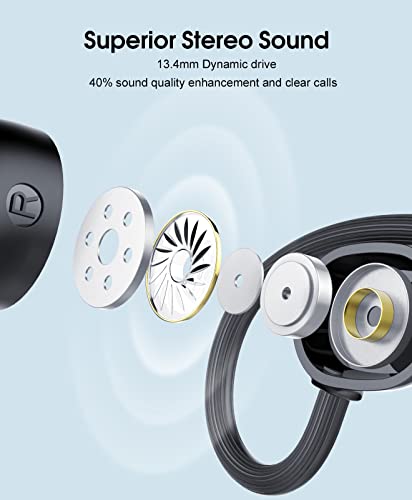 2022 Upgrade Wireless Earbuds,VOESUD Bluetooth 5.3 Headphones with Mic,Wireless Headphones Running with IP7 Waterproof Ear Hooks,Touch Control for Sport/Work