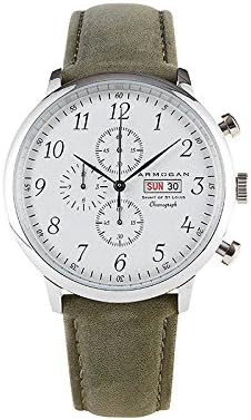 Armogan Spirit of St. Louis Autumn Green - Men's Chronograph Watch Suede Leather Strap