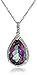 Amazon Collection Sterling Silver Mystic Fire Topaz and Diamond Accented Pear Shape Pendant Necklace, 18