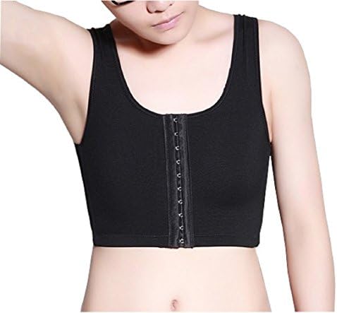 UNI Womens Chest Binder Cosplay Flat Front Hook Tank Compression Lesbian (S, Black)