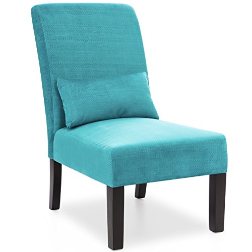 Best Choice Products Fabric Armless Accent Chair w/ Lumbar Pillow (Teal)