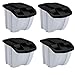 Suncast 18 Gallon Indoor or Outdoor Stackable Waterproof Recycling Lidded Storage Container Bin with Front Flap, Gray (4 Pack)