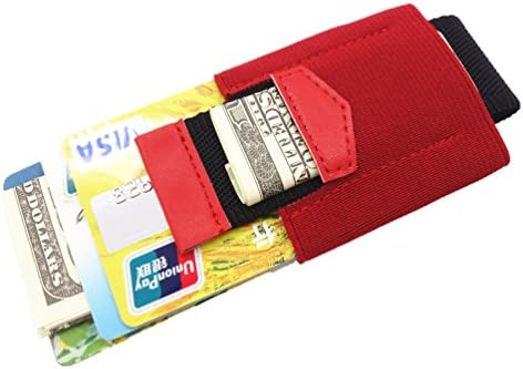 Slim Credit ID Card Holder Elastic Magic Minimalist Wallet Card Holders Mini Case Coins Purse (Red)