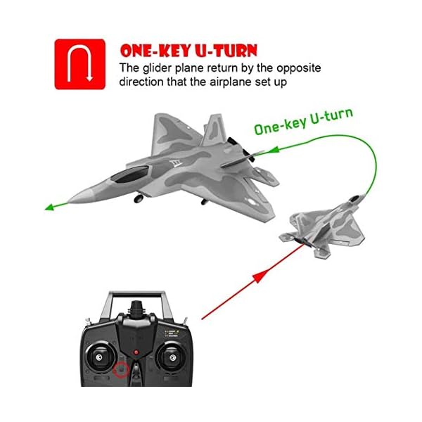 XHH F-22 Raptor Modell RC Flugzeuggleiter, Fernbedienung Flugzeug, F-22 4CH Anfänger Kampfflugzeug, Drohne EPP… – Bild 5