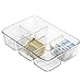 mDesign Plastic Kitchen Pantry, Cabinet, Countertop Organizer Storage Station with 6 Compartments for Coffee, Tea, Sugar Packets, Sweeteners, Creamers, Drink Pods, Packets - Clear