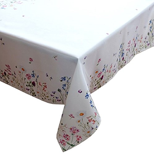 Raebel OHG Apolda Tablecloth 130 x 170 cm Rectangular Easy-Care White Meadow Colourful Spring Blanket