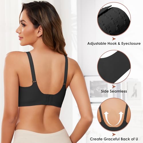 TOMEEK Women's Wirefree Bra, Seamless Bras with Basic Padding, Adjustable Shoulder Bra, Comfortable, Sporty Women, Soft, Elastic