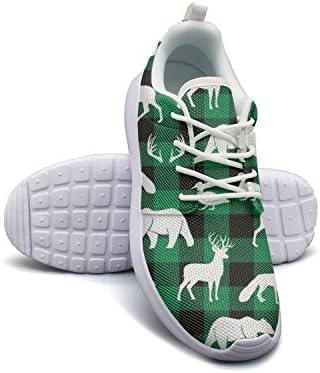 NUMOB Men's Buffalo Plaid Deer Bear Sneakers Breathable Casual Sport Shoes