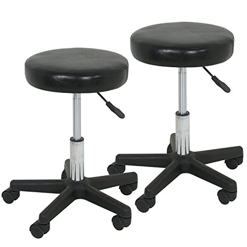 Set of 2 Beauty Hydraulic Rolling Tattoo Salon Stool Massage Facial Spa Stool Chair (Black)