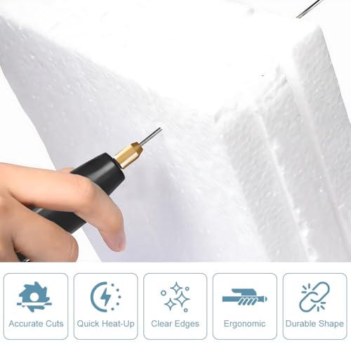Gluckluz Electric Foam Cutter 3 in 1 Hot Wire Cutting Pen Handheld Rechargeable Styrofoam Carving Knife Engraving Pen Heat Cutting Tool Machine for Holes Digging & Details Handling DIY Project