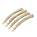 JETEHO 4 Pack Double Row Clear Sparkling Crystal Rhinestone Hair Barrettes Bobby Pins Clips Fashion Hair Clip Hair Accessories for Women (Gold)