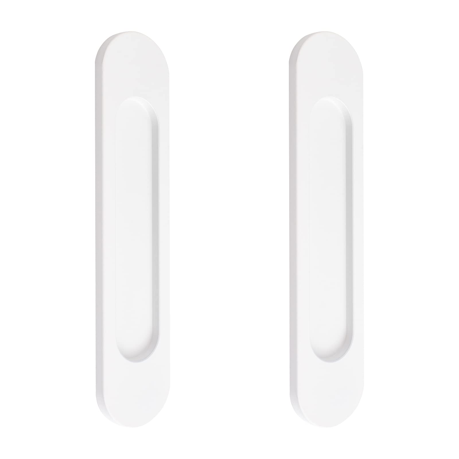 MOROBOR 18CM Self-Stick Oval Sliding Door Pulls, 2pcs Warm White Aluminum Alloy Flush Pull Punch-Free Handle for Sliding Barn Door Windows Cabinets — image 1