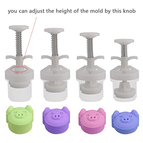50g 2pcs Cute Pig Face Pattern Cookie Stamps Moon Cake Mold, Thickness Adjustable Cookie Press DIY Decoration Hand Press Cutter Cake Mold