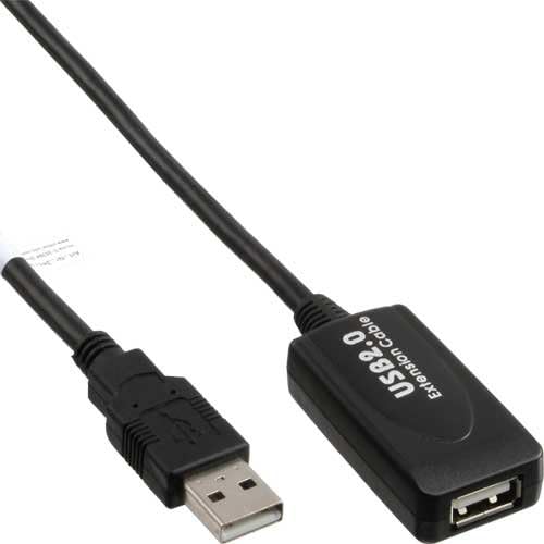 InLine USB 2.0 Aktiv-Verlängerung, mit Signalverstärkung "Repeater", Stecker A an Buchse A, 10m