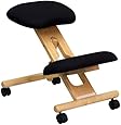 Flash Furniture Mobile Wooden Ergonomic Kneeling Chair in Black Fabric