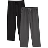 DAVID ARCHY Mens Pajama Pants, Soft Lightweight Sleep Pants, Comfy Lounge Pajama Bottoms with Pockets and Button Fly, 2 Pack